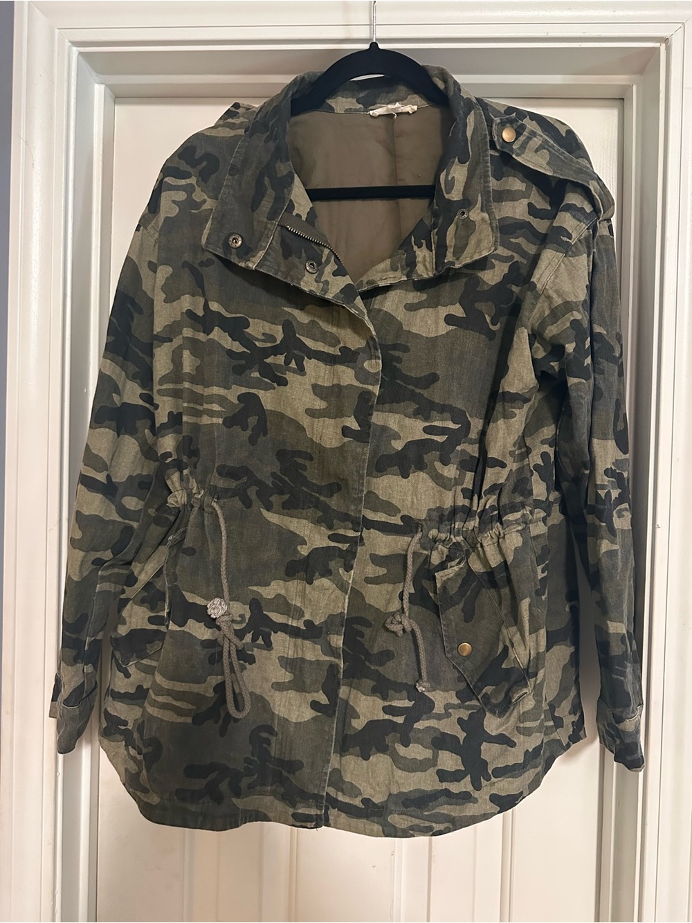 ODDY Camouflage Drawstring Anorak Jacket - Olive & Dark Green